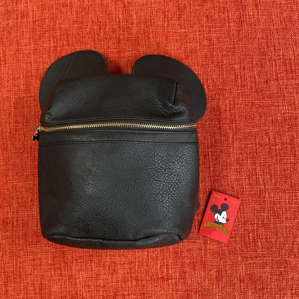 Disney x Typo Black Faux Leather Vegan Mickey Ear Mouse Backpack
